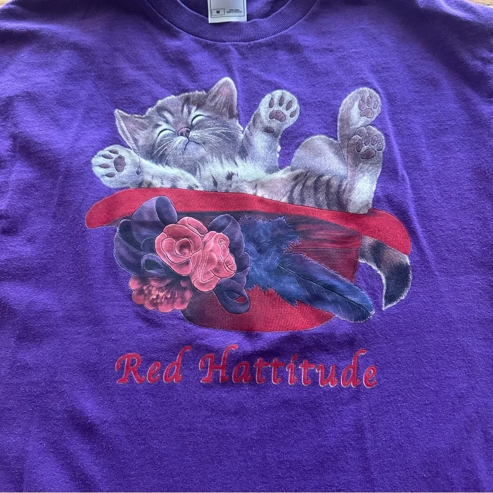 Purple Cat Graphic T-Shirt Size Medium Unisex 
Red Hattitude - Picture 6 of 11